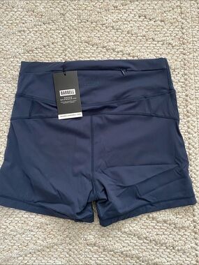High-Rise Navy Shorts with Smooth Stretch